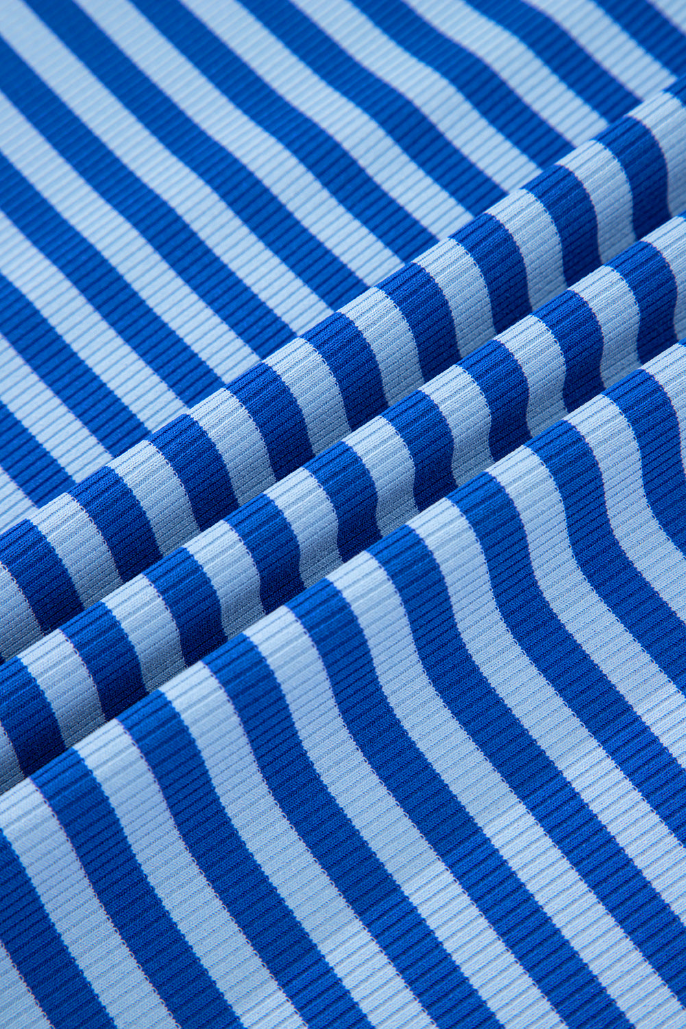 Stripe Ribbed Cap Sleeve Round Neck T-Shirt