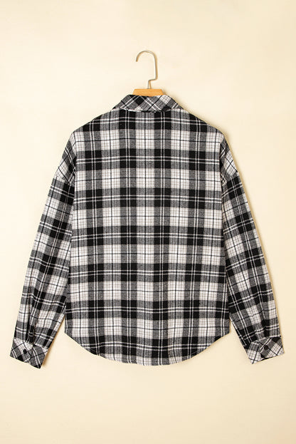 Plaid Chest Pocket Long Sleeve Buttoned Shirt