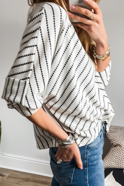 Stripe V-Neck Long Sleeve Top