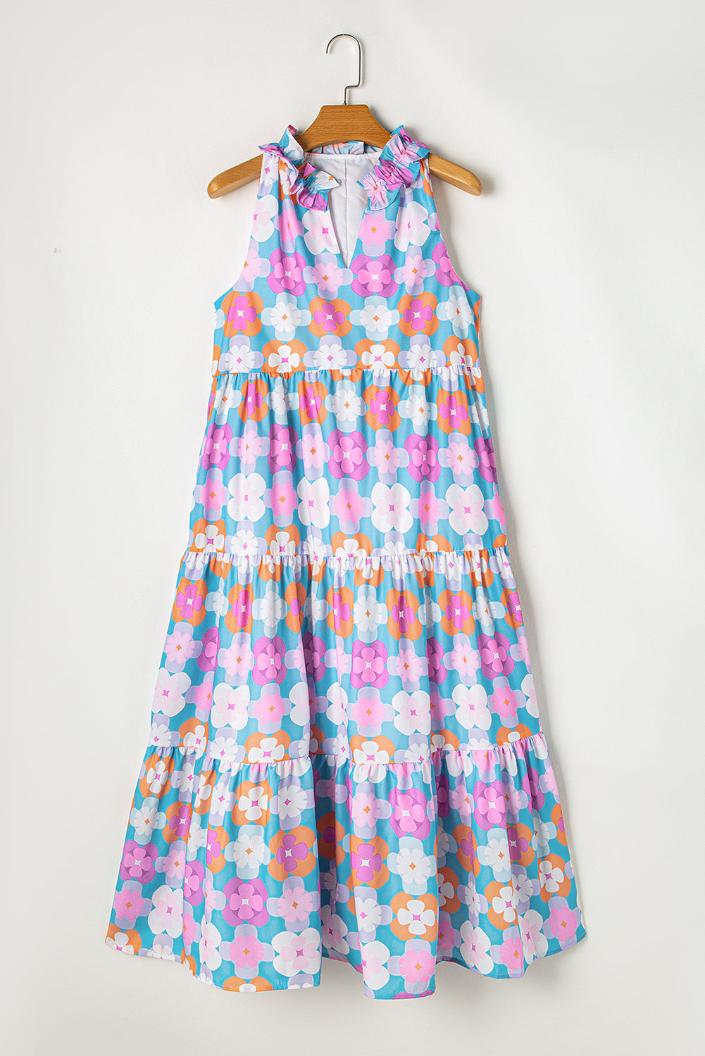 Floral Sleeveless Tiered Maxi Dress