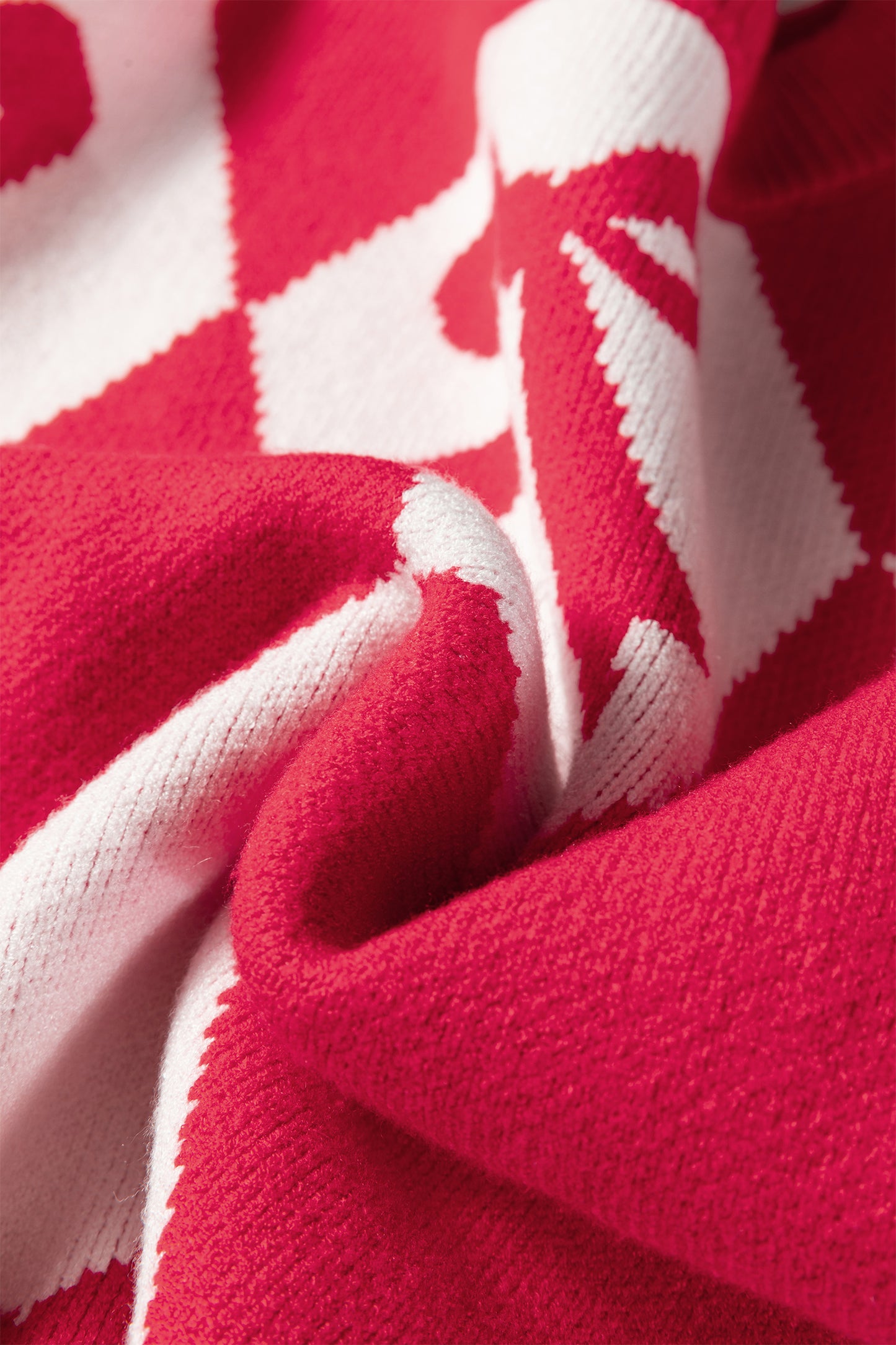 Bow Colorblock Rhombus Drop Shoulder Sweater