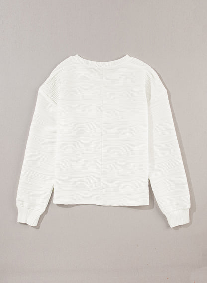 Wavy Textured Long Sleeve Top