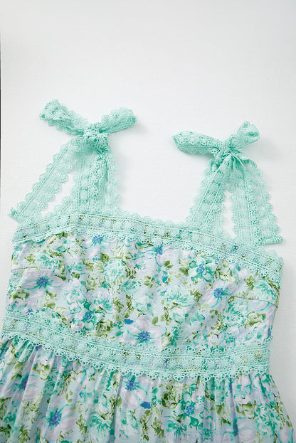 Floral Lace Tied-Strap Empire Waist Maxi Dress