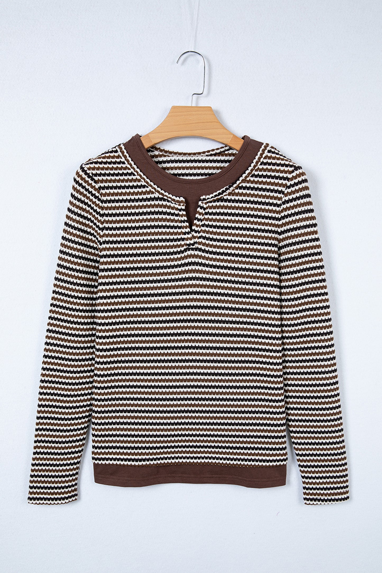 Stripe Textured Knit Long Sleeve T-Shirt