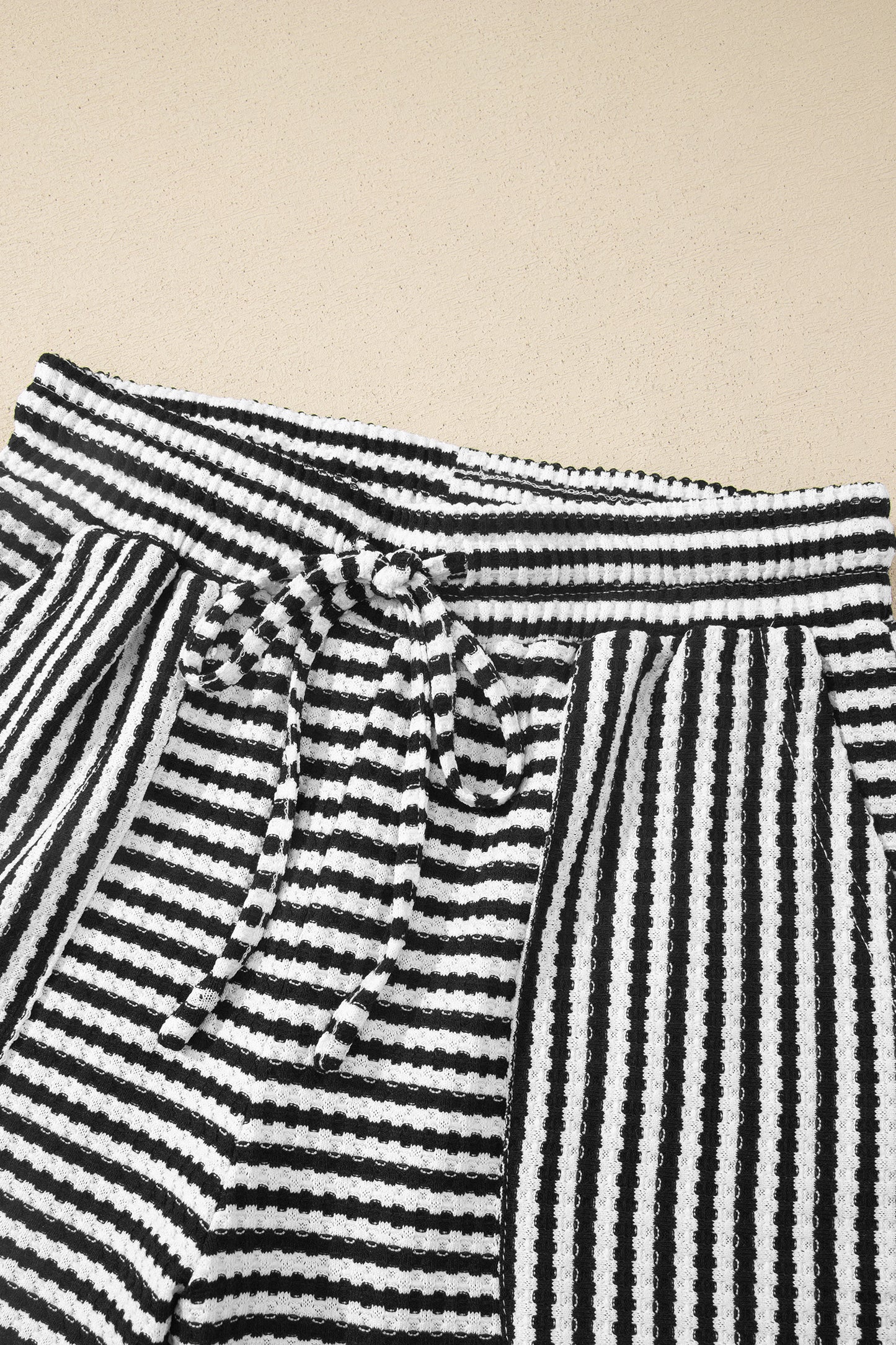 Stripe Textured Knit Top & Short Set