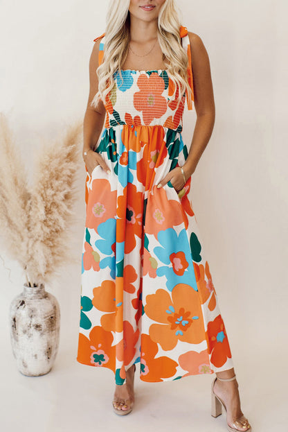 Floral Smocked Pocketed Maxi Dress