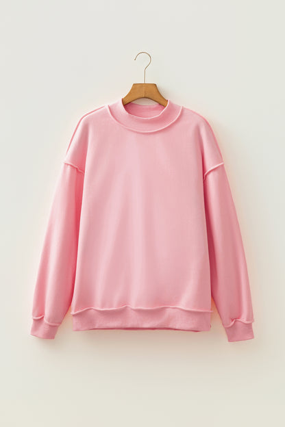 Solid Reversible Mock Neck Oversized Sweatshirt