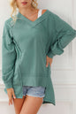 Reverse Seam V-Neck Loose Sweatshirt