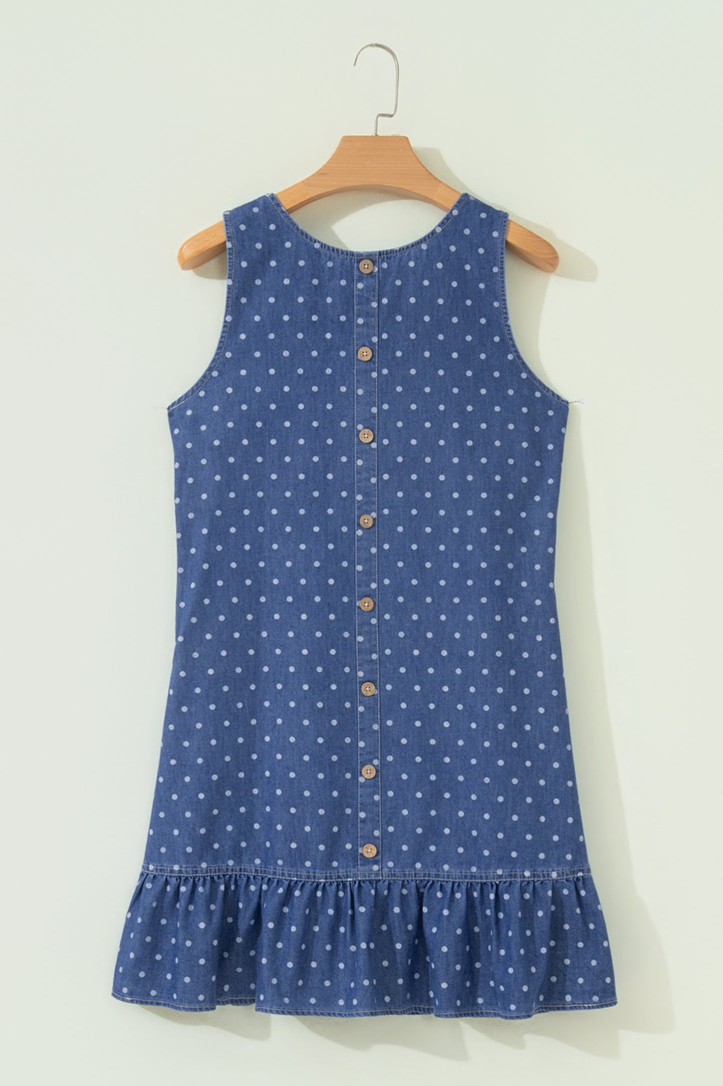 Polka Dot Ruffle Hem Sleeveless Mini Dress