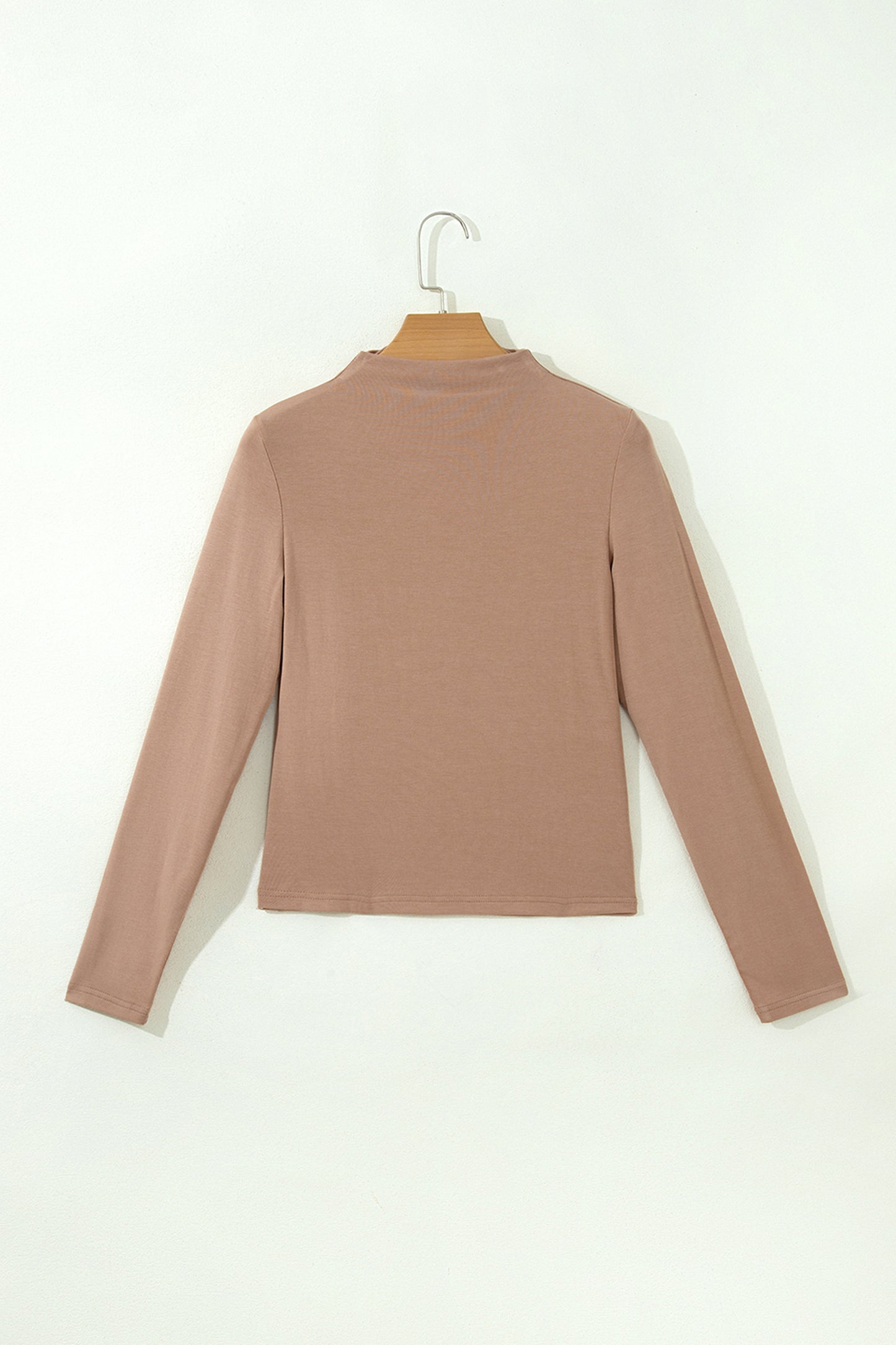 Solid Ribbed Knit Mock Neck Long Sleeve Top