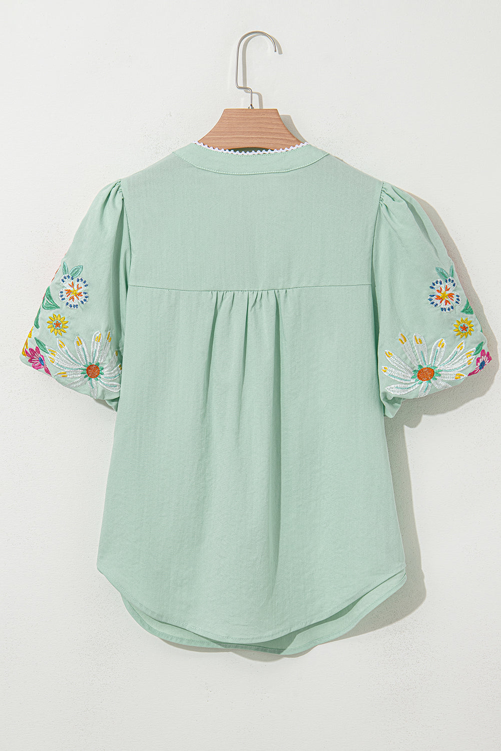 Floral Embroidered Puff Sleeve Blouse