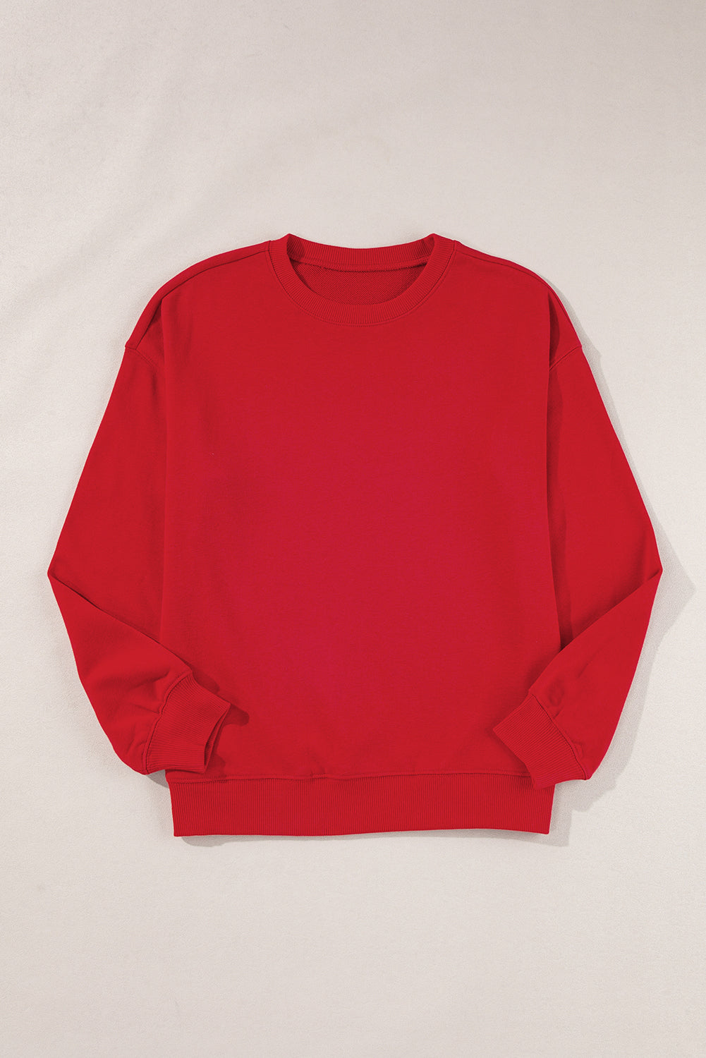 Solid Drop Shoulder Crewneck Pullover Sweatshirt