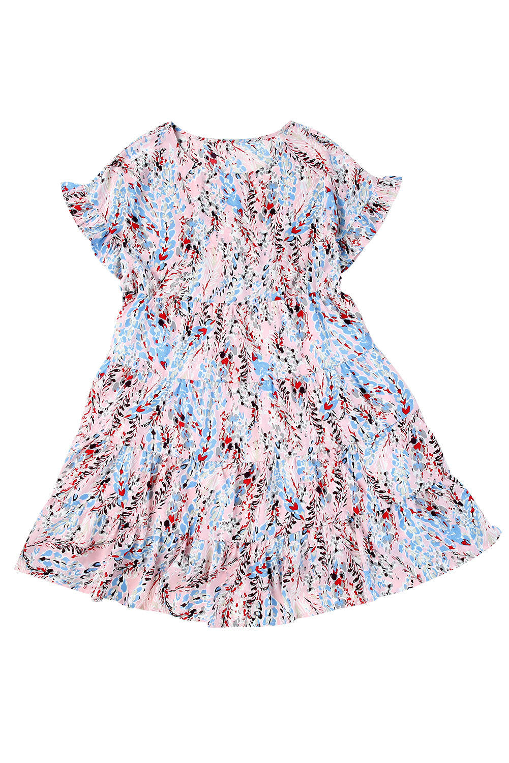 Floral Short Sleeve Tiered Dress