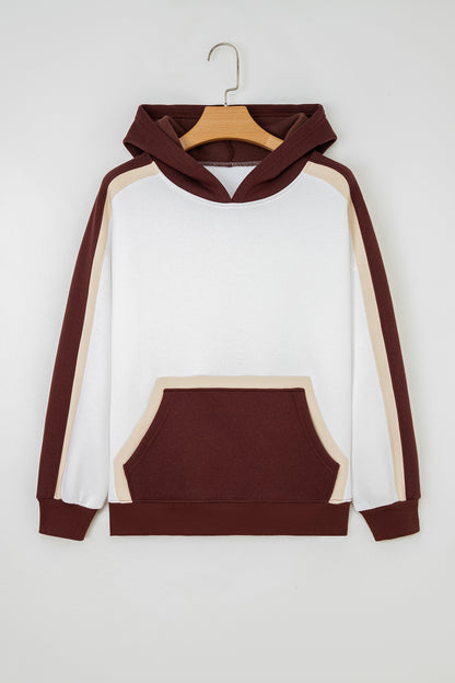 Colorblock Patchwork Kangaroo Pocket Hooded Sweatshirt