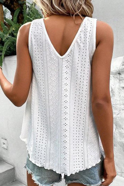 Eyelet Lace V-Neck Tank Top Plus Size