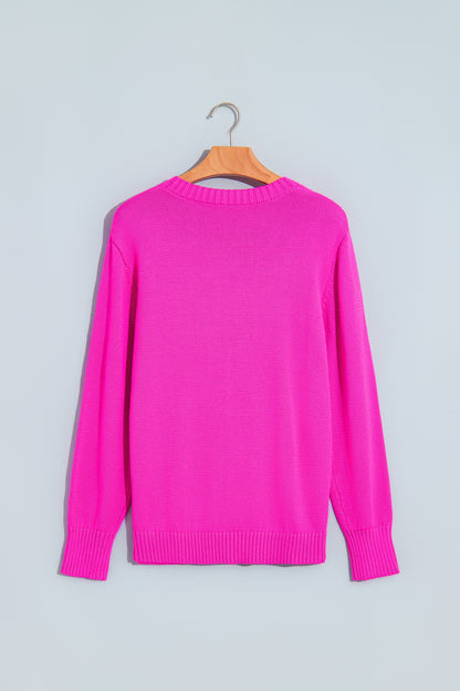 Christmas MERRY Letter Print Ribbed Trim Sweater