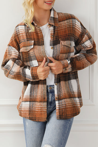 Plaid Flap Chest Pockets Shacket