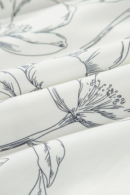 Floral Square Neck Shirred Back Mini Dress