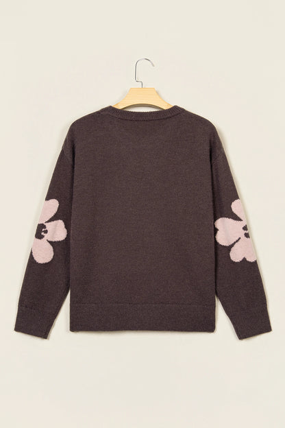 Floral Dropped Shoulder Long Sleeve Sweater
