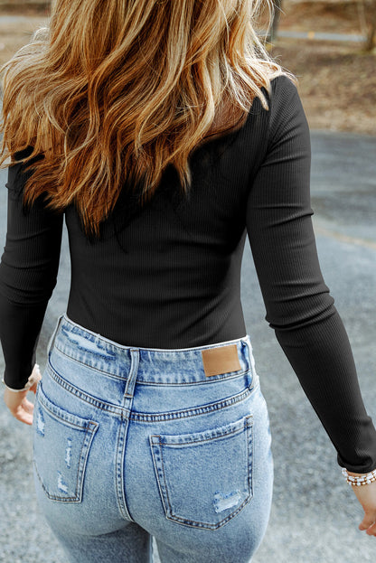 Ribbed Long Sleeve Turtleneck Top