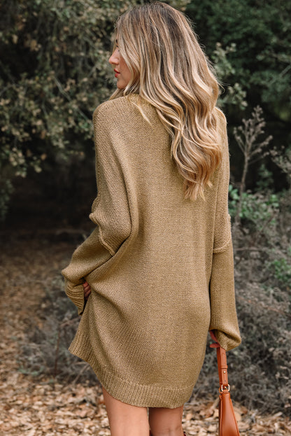 Solid Slouchy Drop Shoulder Sweater Dress