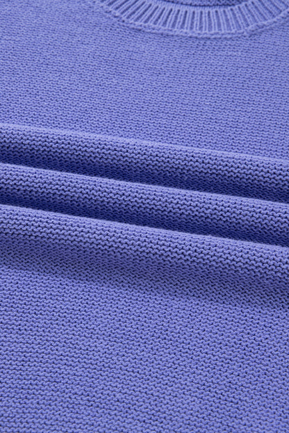 Plus Size Stripe Trim Colorblock Drop Shoulder Sweater