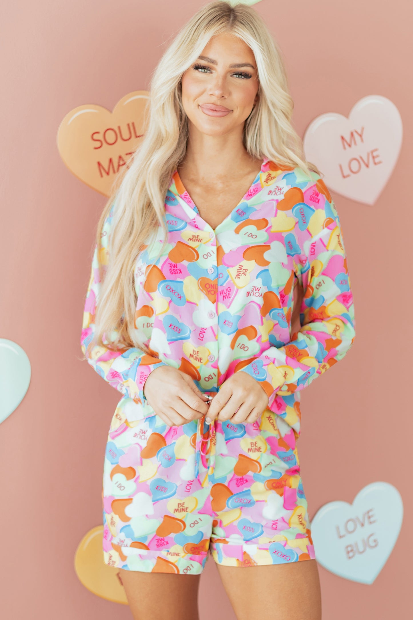 Valentine Heart Candy Shirt and Shorts Pajama Set
