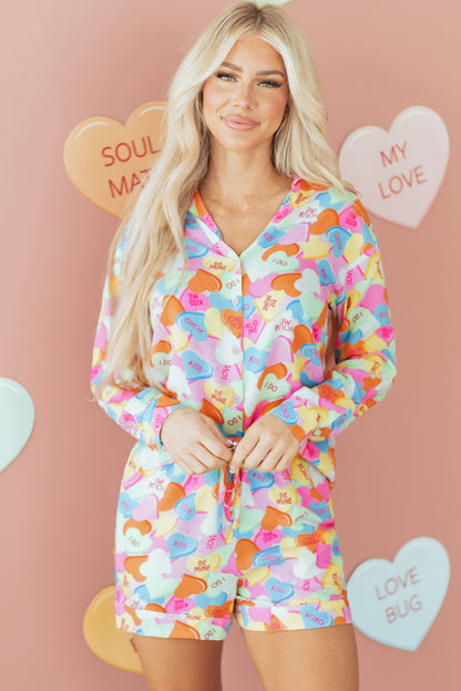 Valentine Heart Candy Shirt and Shorts Pajama Set