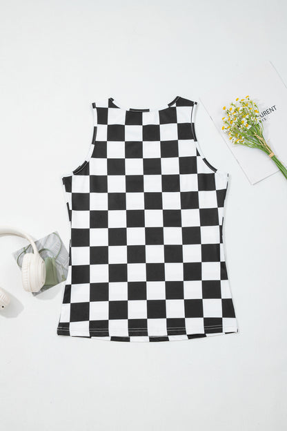 Checker Sleeveless Tank Top