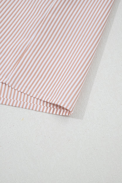 Stripe Colorblock Patchwork Frilled Collar Shirt