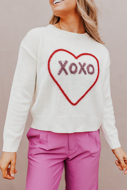 Heart XOXO Drop Shoulder Sweater