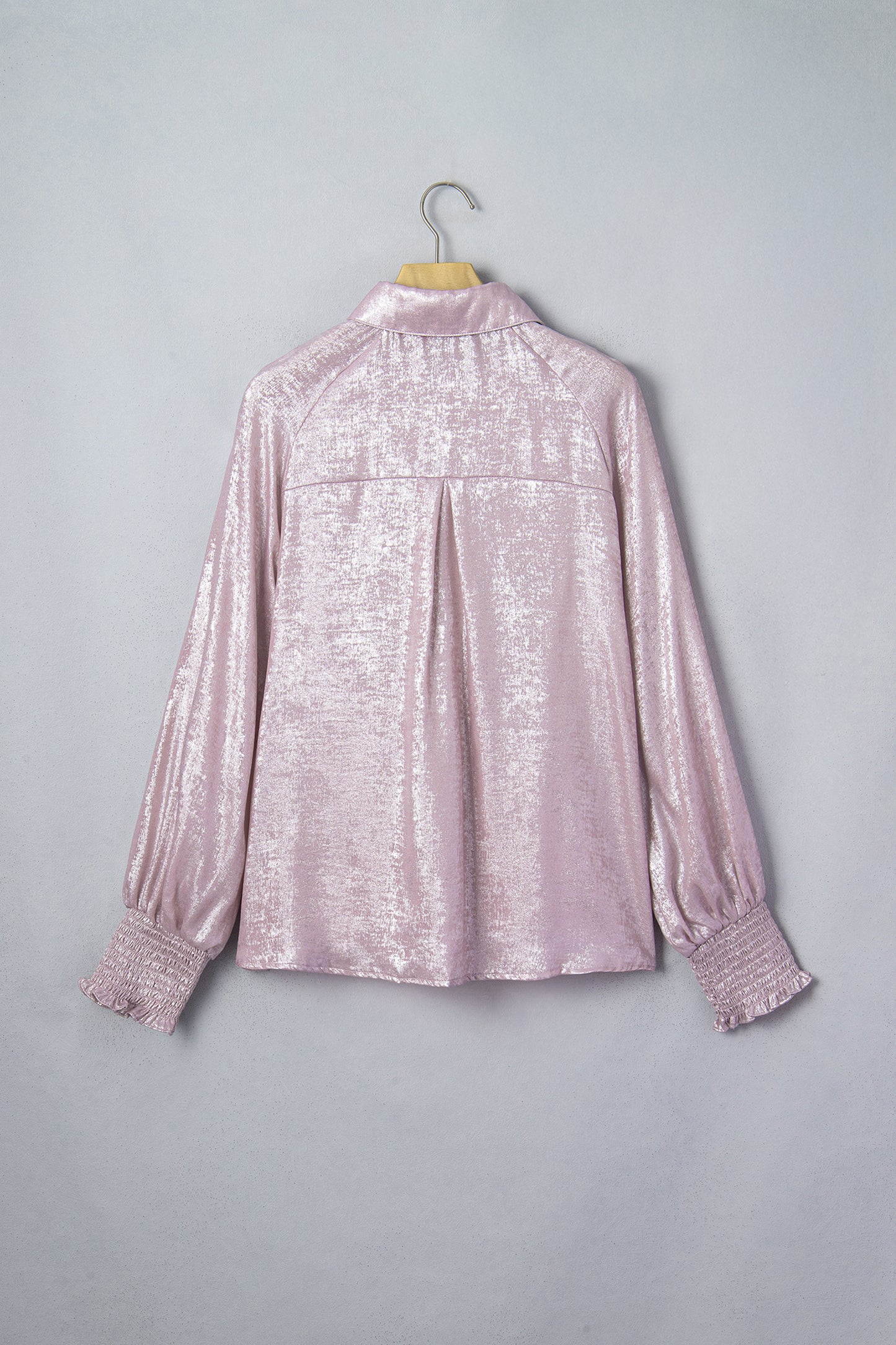 Ruffle Cuff Button Front Back Paneling Long Sleeve Shirt