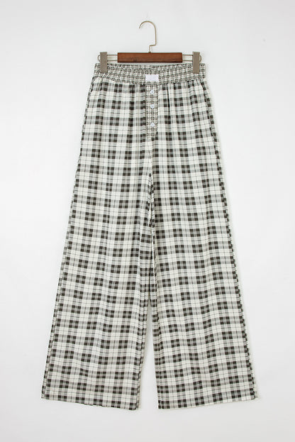Plaid Patchwork Wide Leg Pants