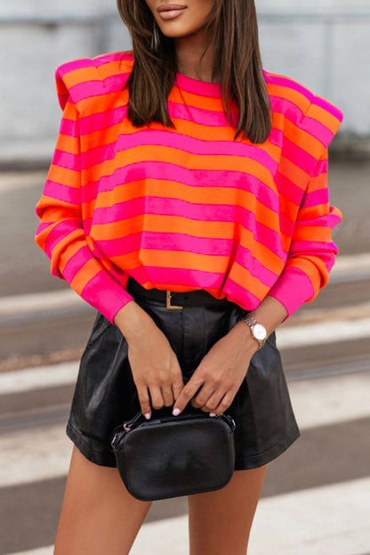 Stripe Shoulder Pad Sweater