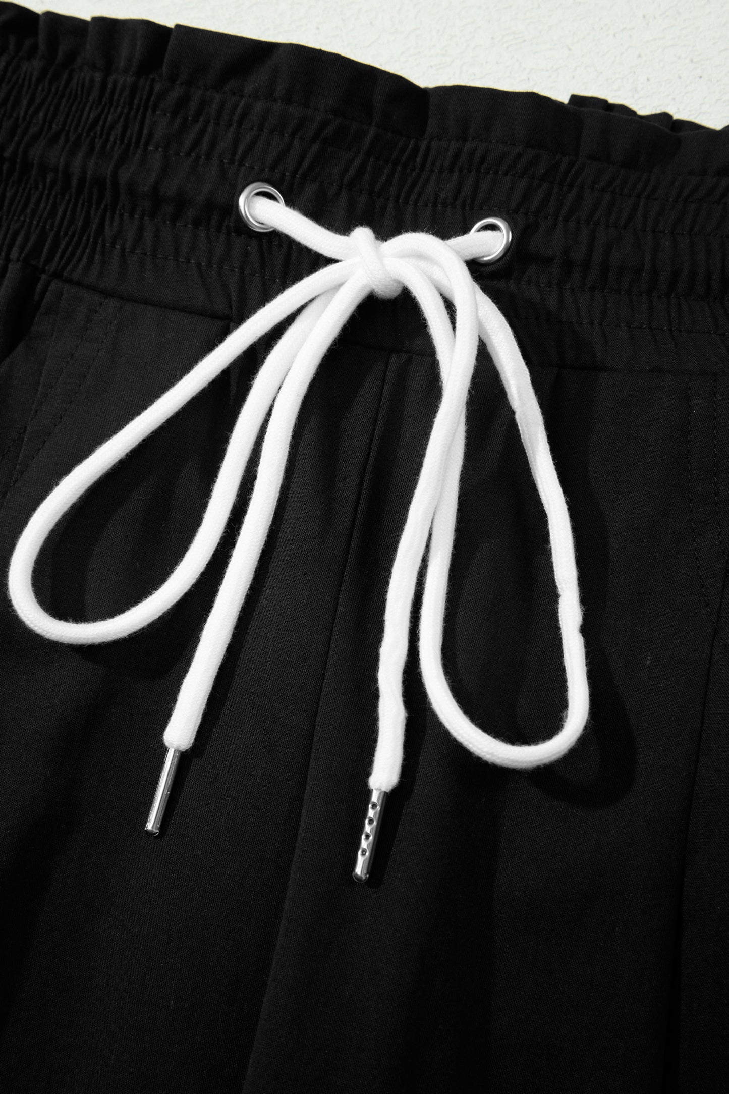 Stripe Smocked Waist Drawstring Cropped Pants