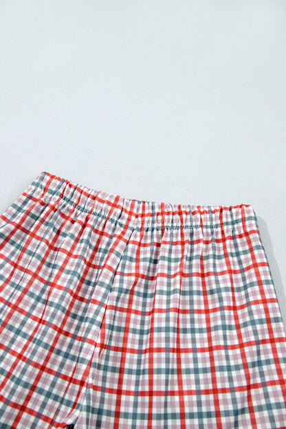 Christmas Merry Plaid Long Sleeve Top & Shorts Set