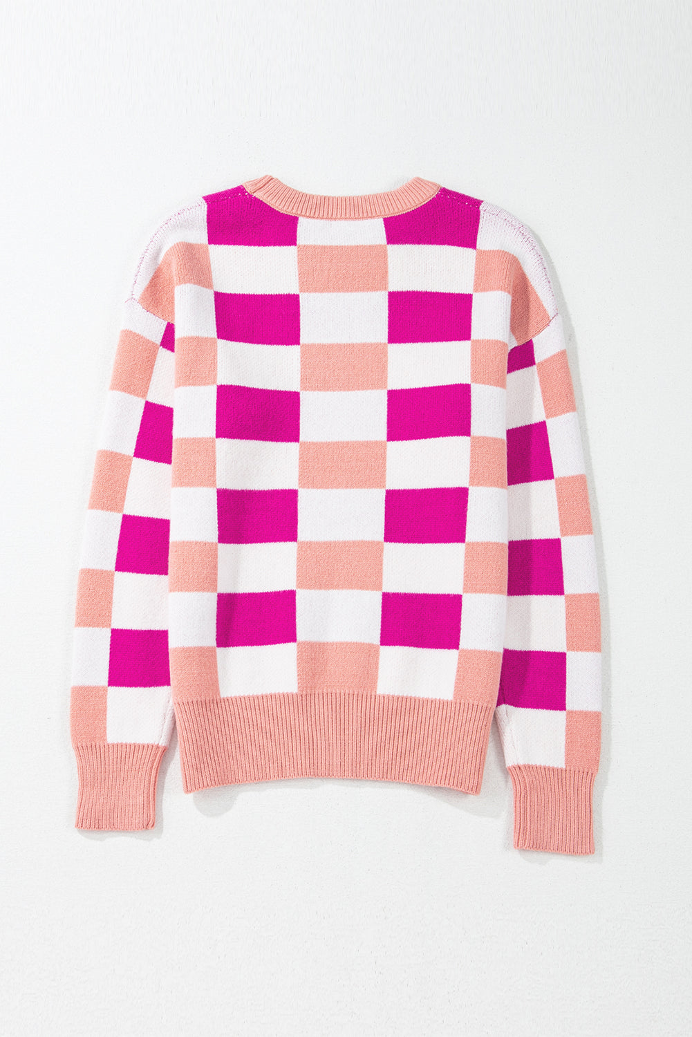 Checker Ribbed Trim Sweater