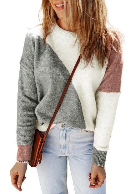 Colorblock Ribbed Trim Sweater