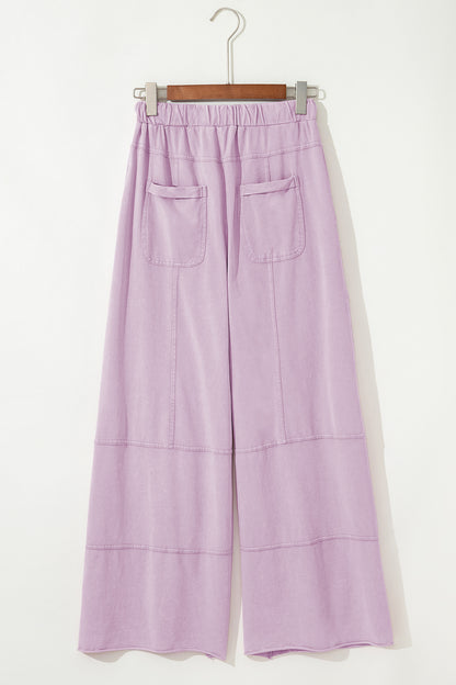 Mineral Wash Reverse Seam Drawstring Elastic Waist Pants