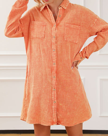 Crinkle Gauze Oversized Shirt Dress