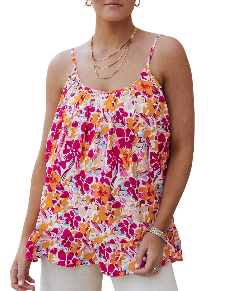 Floral Spaghetti Strap Tank Top