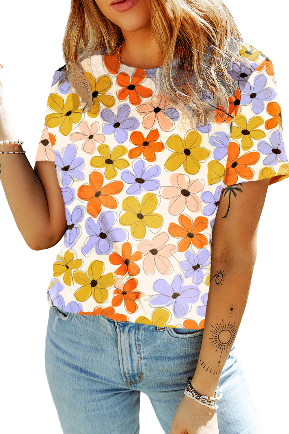 Floral Round Neck T-Shirt