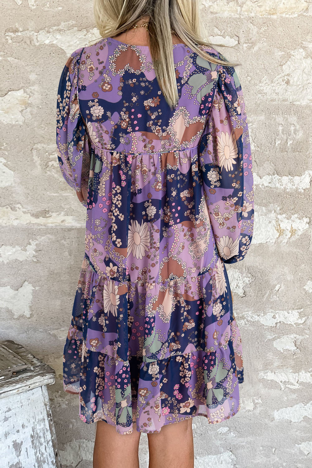 Floral Puff Sleeve Ruffle Dress