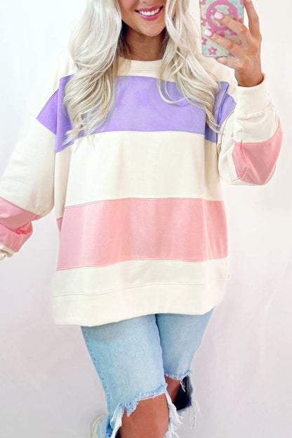 Colorblock Drop Shoulder Crewneck Sweatshirt