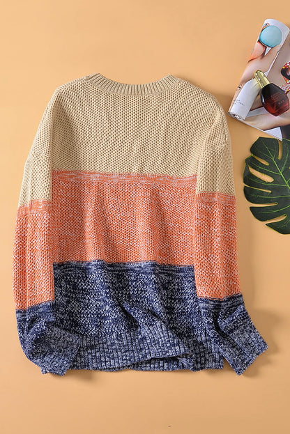 Colorblock Textured Pullover Sweater