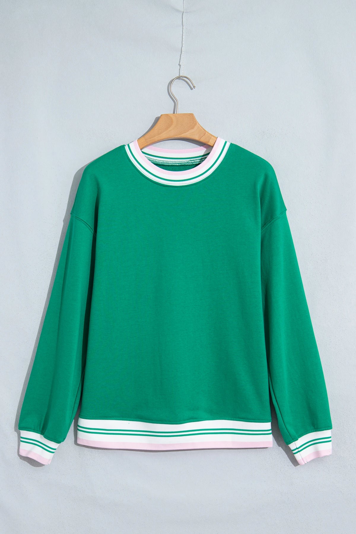 Stripe Contrast Trim Drop Shoulder Sweatshirt