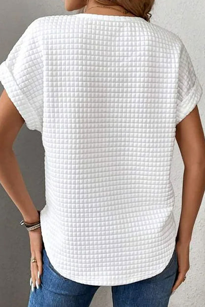 Checker Textured Bat Sleeve T-Shirt