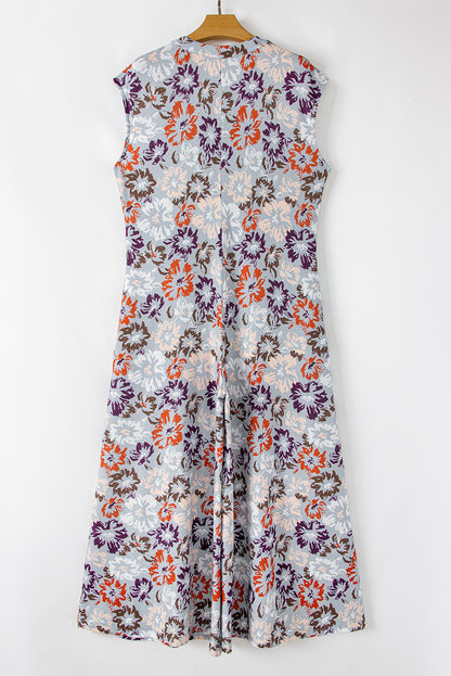 Floral Sleeveless Wide Leg Jumpsuit