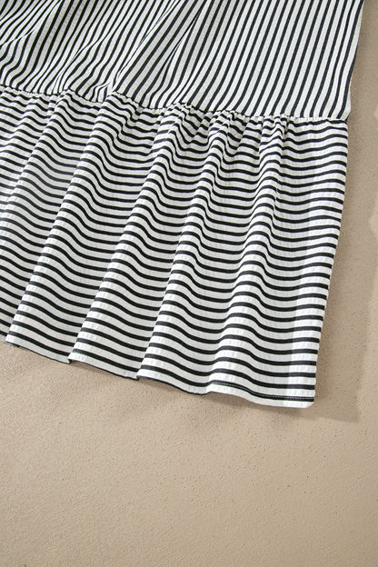 Plus Size Stripe Flutter Sleeve V-Neck Maxi Dress