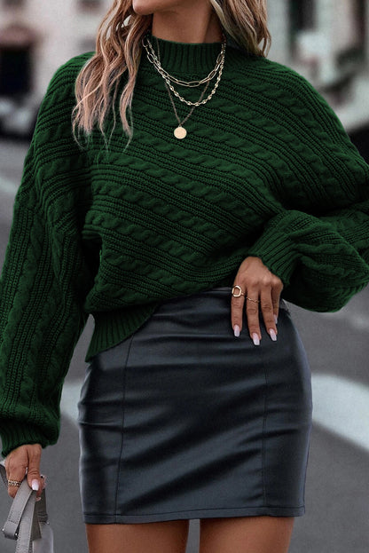 Cable Knit Mock Neck Sweater